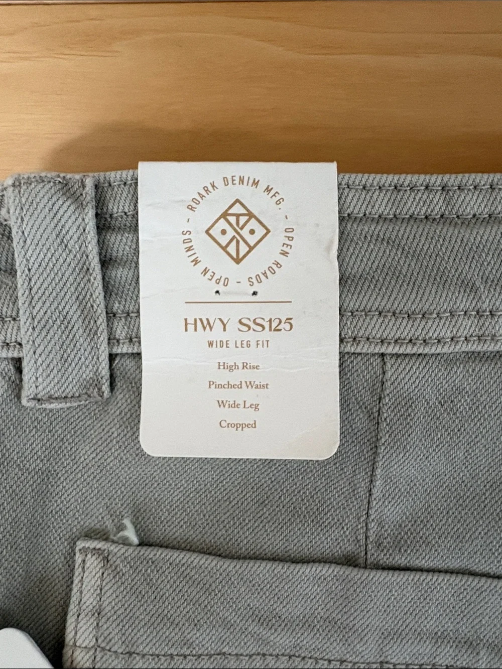 NWT ROARK HWY SS125 Wide Leg Sailor Fit Jeans Color Cement Size 27 Retail $99